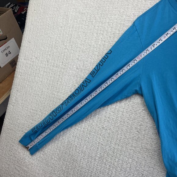 Y2K Nike Worldwide Long Sleeve Shirt Mens Size M Tee Blue / Orange Globe - Picture 13 of 13